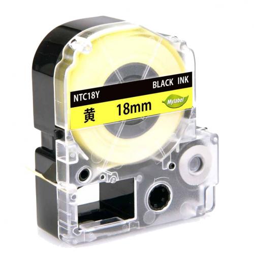 TEPRA用カートリッジ　NTC18Y　黄色テープ　18mm　(合計5個以上)