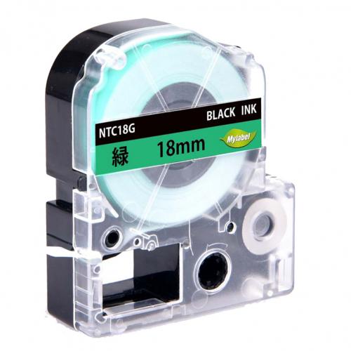 TEPRA用カートリッジ　NTC18G　緑色テープ　18mm　(合計5個以上)